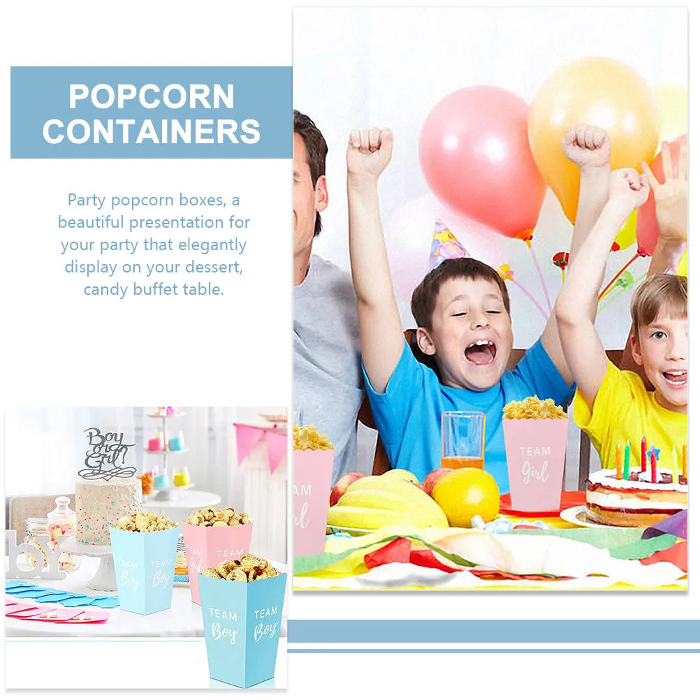 Gender Reveal Party Paper Popcorn Boxes Holders Snack Containers