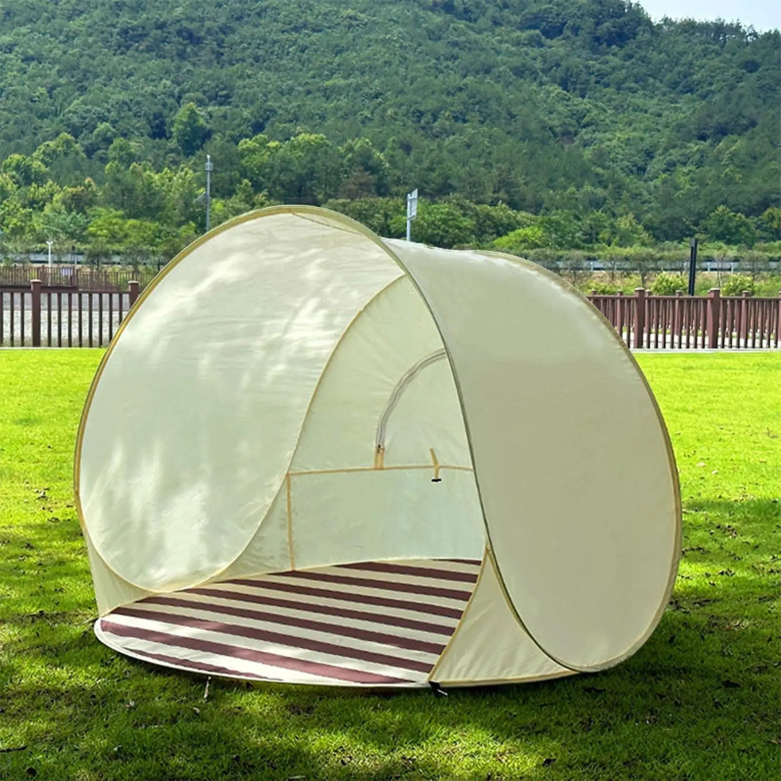 Outdoor Portable Camping One Click Open 3-4 People Tent Large Space Sunshade Beach Sun Shelter Tent Garden Beach Tent Reusable Zpaxo