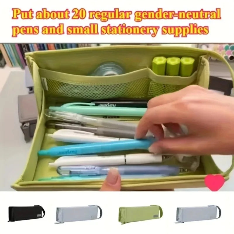 Mega Pencil Case 20+ Slots Mesh Pockets Rigid Non-bend Design 90