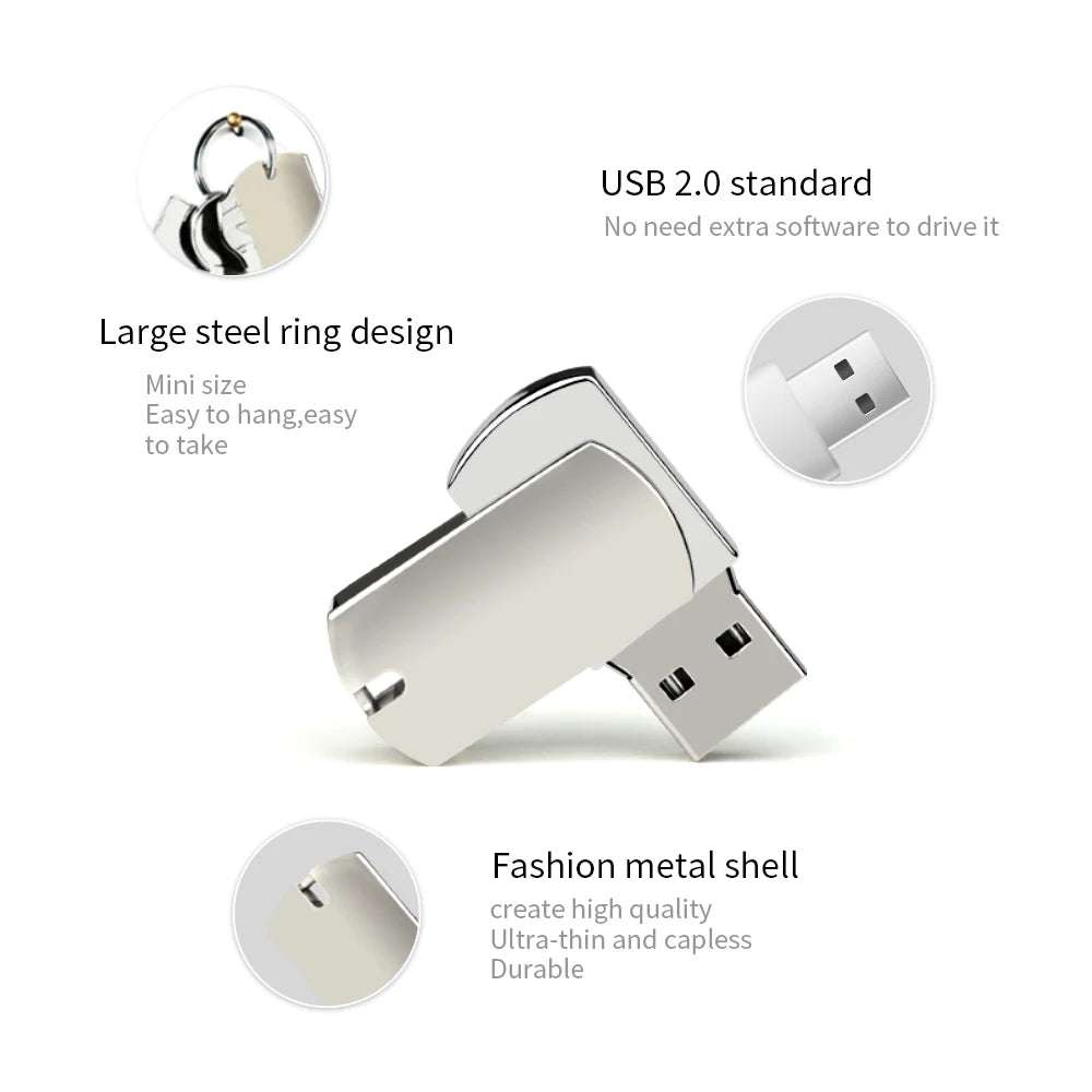Zsuit Rotating USB Drive 64GB Pen Drives 32g High Speed Memory Stick 3.0 Metal USB Flash Drive Free Logo 128GB Computer U Disk Zpaxo