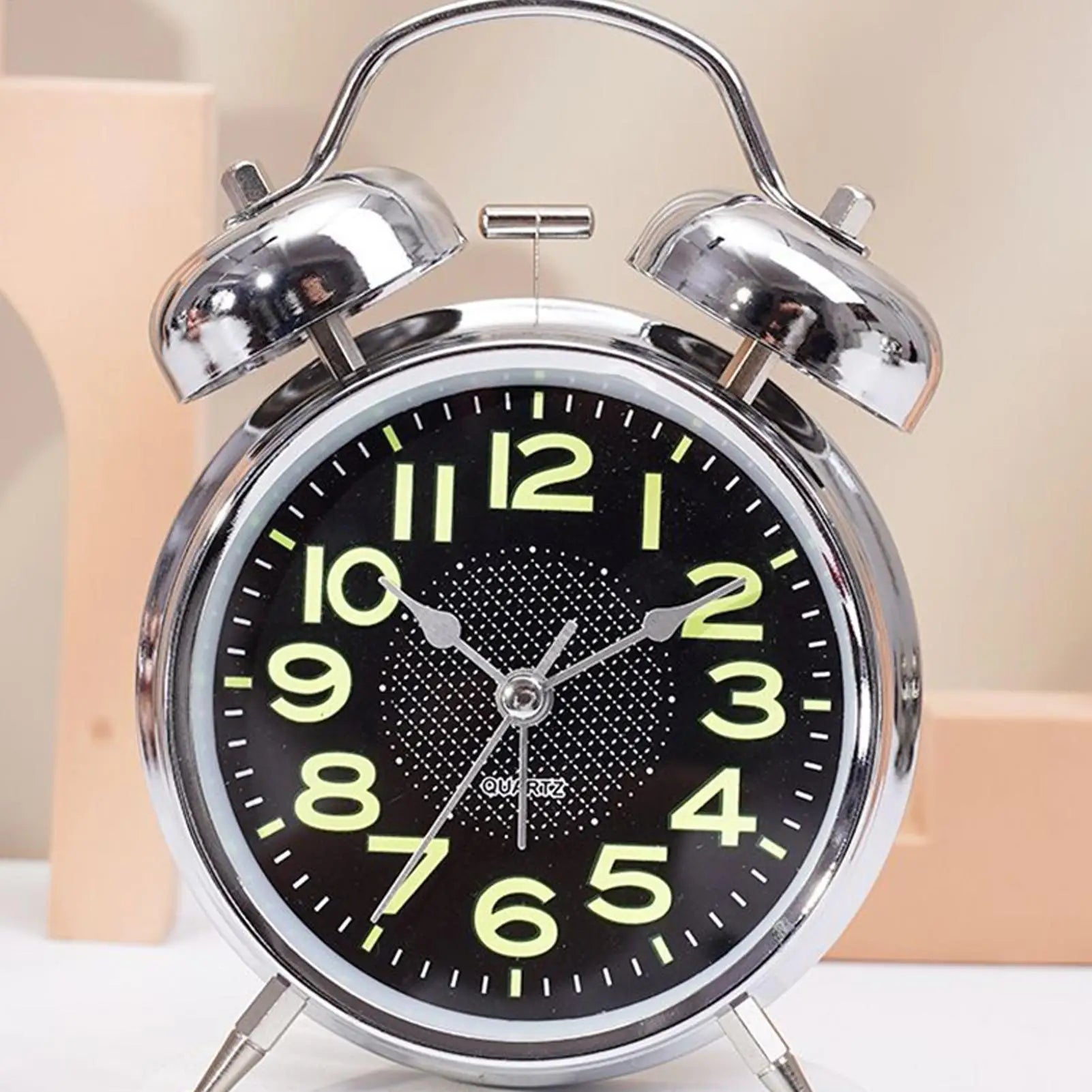 Bell Alarm Clock Retro Alarm Clock Glow-in-The-Dark 3 Inch Quiet Timer Watch for Seniors Sleepers Bed Desk Room Travel Bedroom Zpaxo