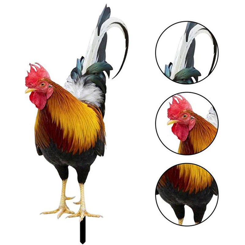 Garden Rooster Statue Chicken Sculpture For Yard Decor Weatherproof Hen Figurine For Patio Backyard Home Outdoor Decoration Zpaxo