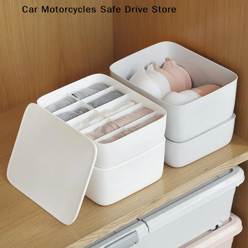 CM1 10 15 Grid Plastic Underwear Storage Box Removable Dividers Lids