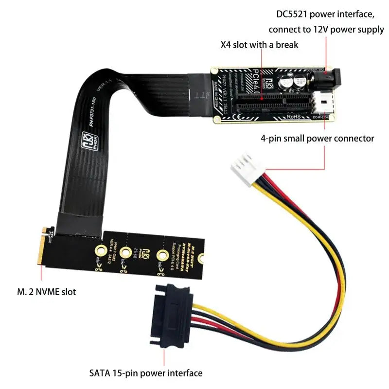 652F Graphics Extension Cable PCIe4.0 to M.2 M NVMe Flexible Extension Cable Zpaxo