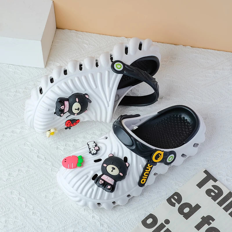 Women's Diy Cute Bear Clogs Sandals Summer 2025 Slip Wedge Platform