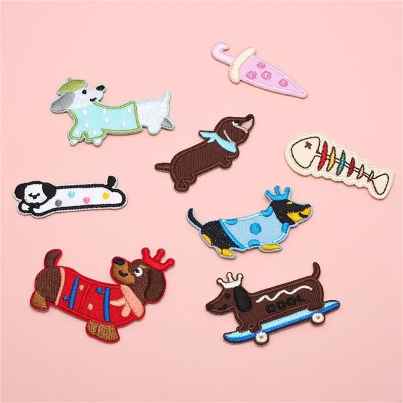 Dog Animal Embroidered Iron Fabric Patches Jackets Backpacks Dress Hat