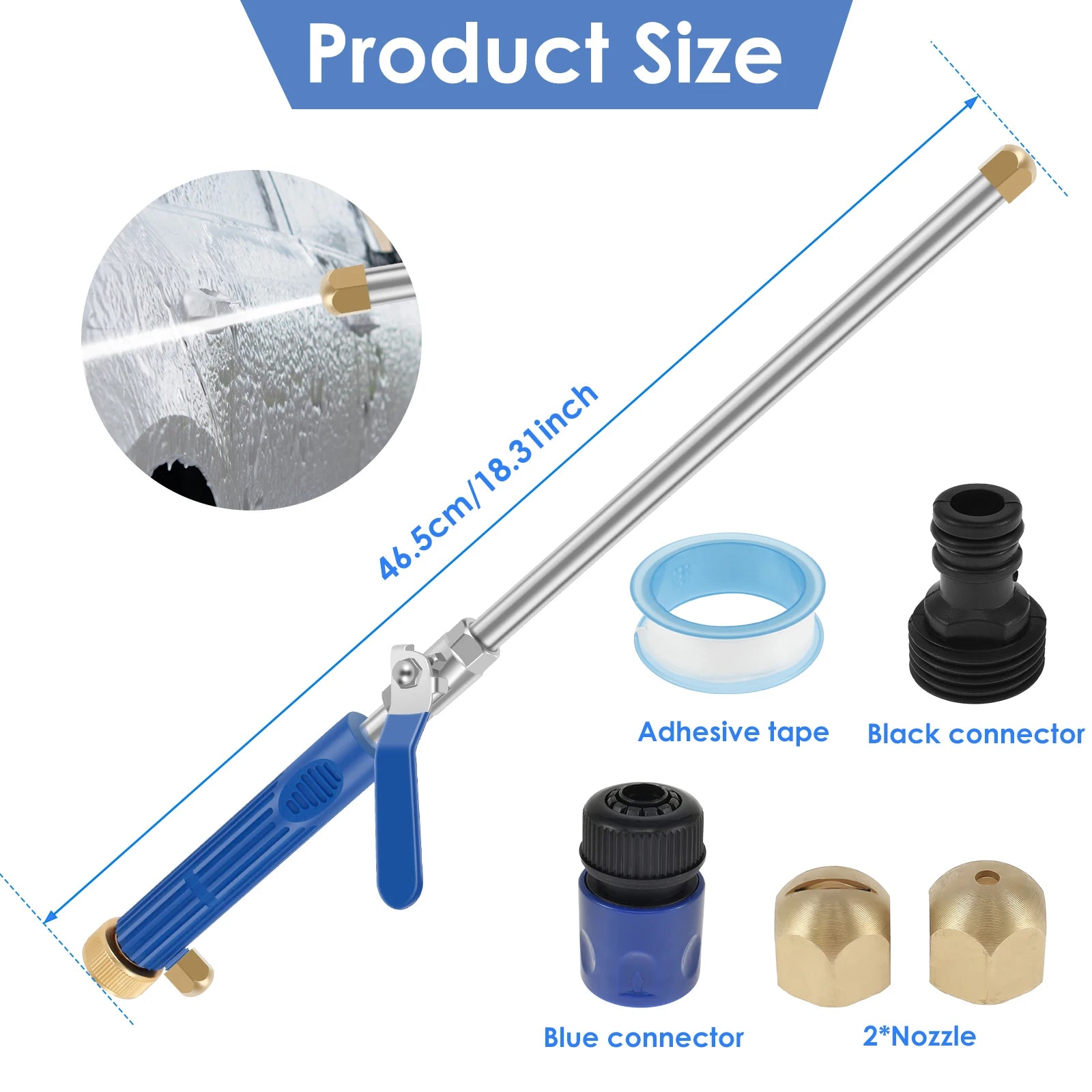 High Pressure Washer Wand Metal 42.6cm Spray Gun 7 Patterns Leakproof Garden Hose Nozzle For Car Washing Yard Roof Cleaning Tool Zpaxo B Set