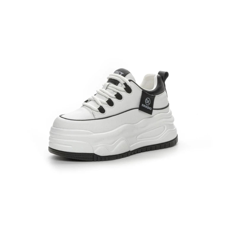 Womens Accent Platform Sneakers Hidden Heel Lift Casual Low Lace Up Zpaxo