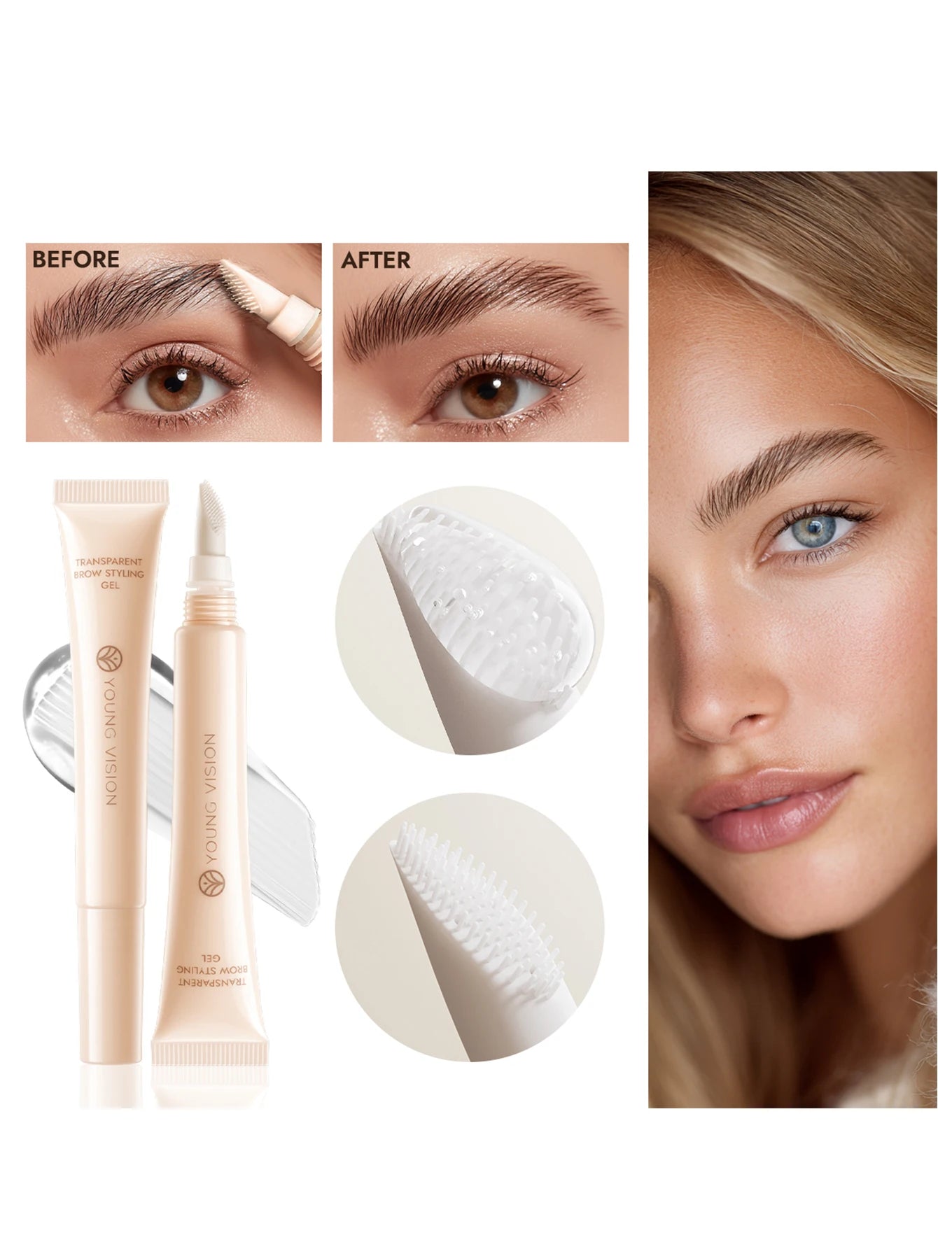 Clear Eyebrow Gel – Lightweight, non-flaky formula with micro comb applicator for even coverage, natural texture, and perfect br Zpaxo
