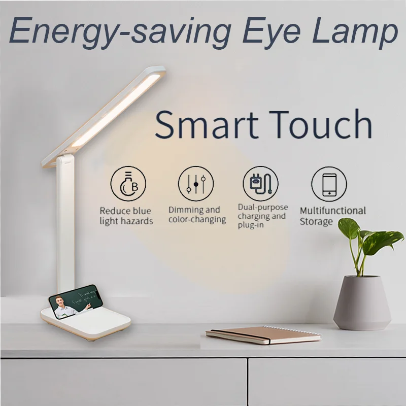 LED Foldable Desk Lamp 3 Stepless Dimming Touch Controls Eye-care Zpaxo