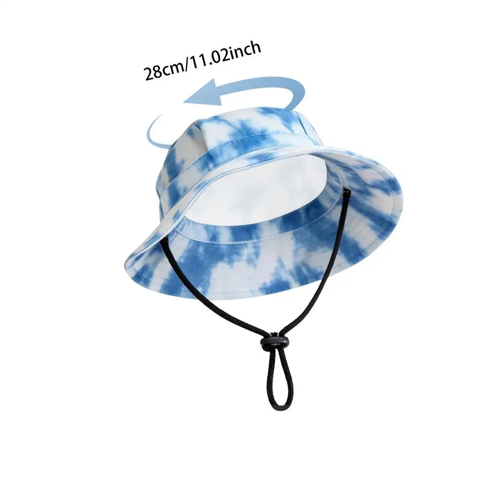 Pet Sun Hat Breathable Bucket Caps Ear Holes Design Adjustable Cat