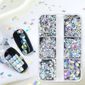 6 Grids Nail Enhancement Laser Glitter Geometric Patterns DIY Manicure Tools Nail Art Sequins Nail Decoration Nail Charms Zpaxo 1pc