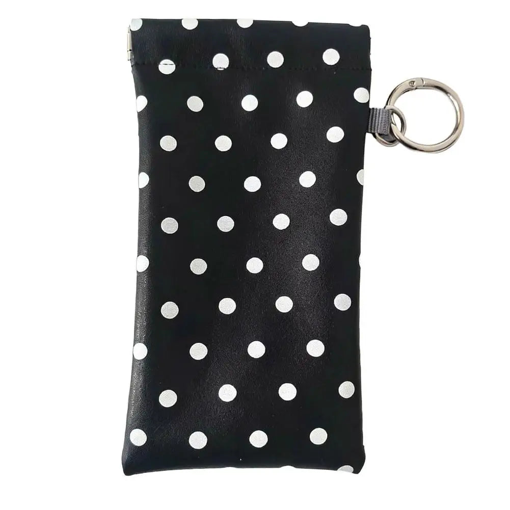 Polka Dot Eyeglasses Case with Cleaning Cloth & Keychain Eyeglasses Case Zpaxo Black