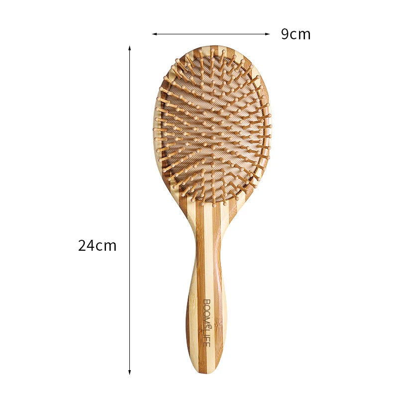 Custom Bamboo Hair Brush Women Wood Hair Comb Wide Teeth Bamboo Airbag Massage Scalp Brush Anti-static Hair Combs for Hair Zpaxo