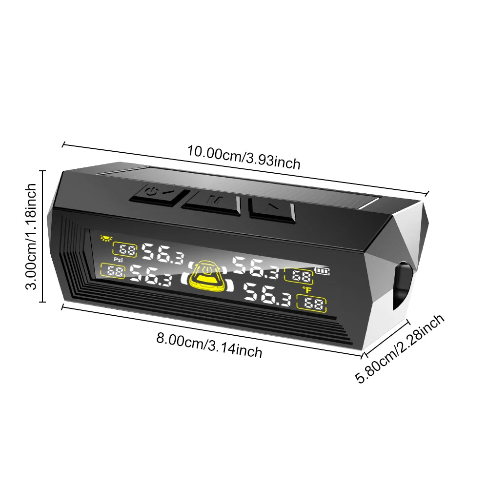 4 Exteral Sensors T21 Digital LCD Display USB Solar TPMS 0-6 8Bar Car