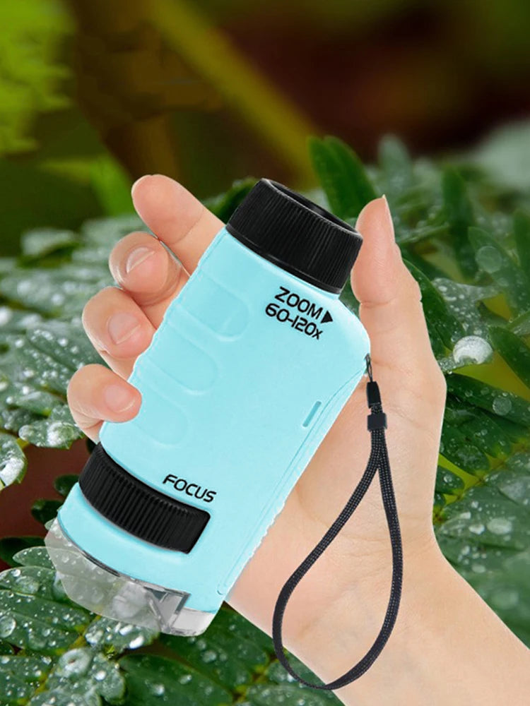 Educational Mini Handheld Microscope with LED Light Battery Powered Kid Science Experiment Pocket Microscope Kids Science Toy Zpaxo