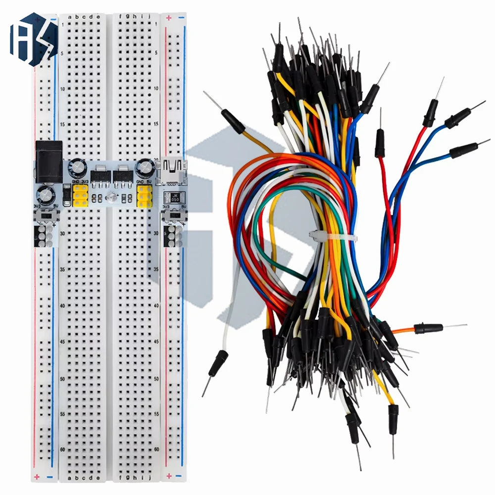 MB102 Breadboard Kit: Power Module + 830-Point Solderless Prototype Breadboard + 65 Flexible Jumper Wires Zpaxo
