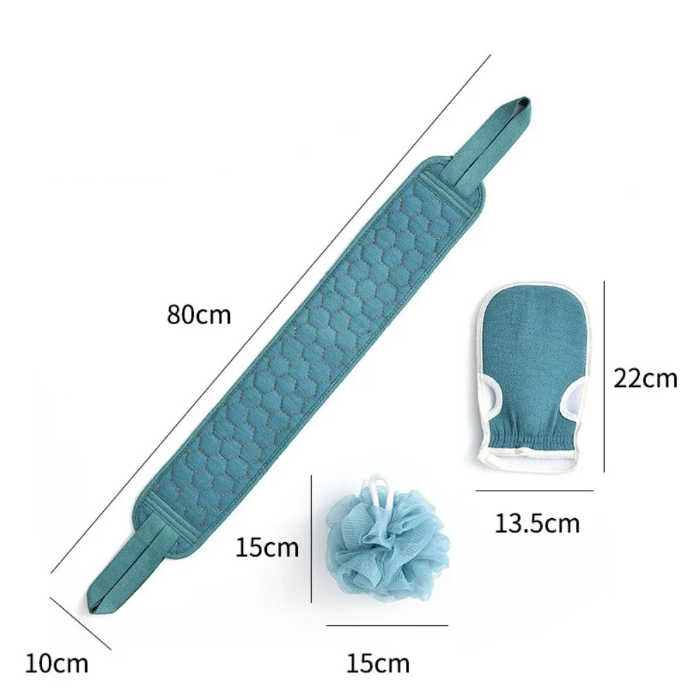 3pcs/set Bath Set Double-side Bath Towel Strong Rubbing Mud Glove Bath Towel Set Washing Towel Set Body Scrub Deep Cleaning Tool Zpaxo