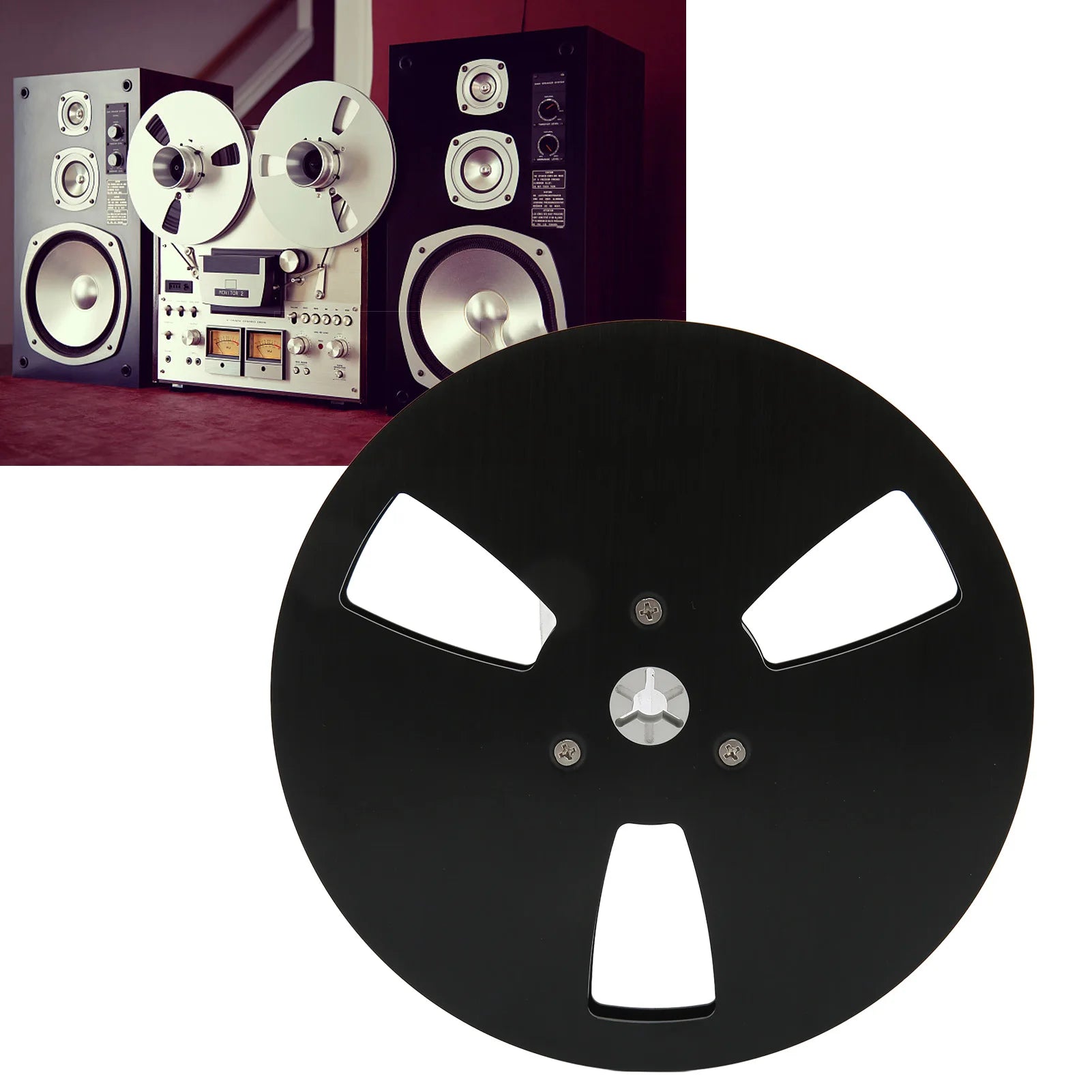 1 4 Empty Tape Reel 3 Holes Aluminum Alloy Open Takeup NAB Black