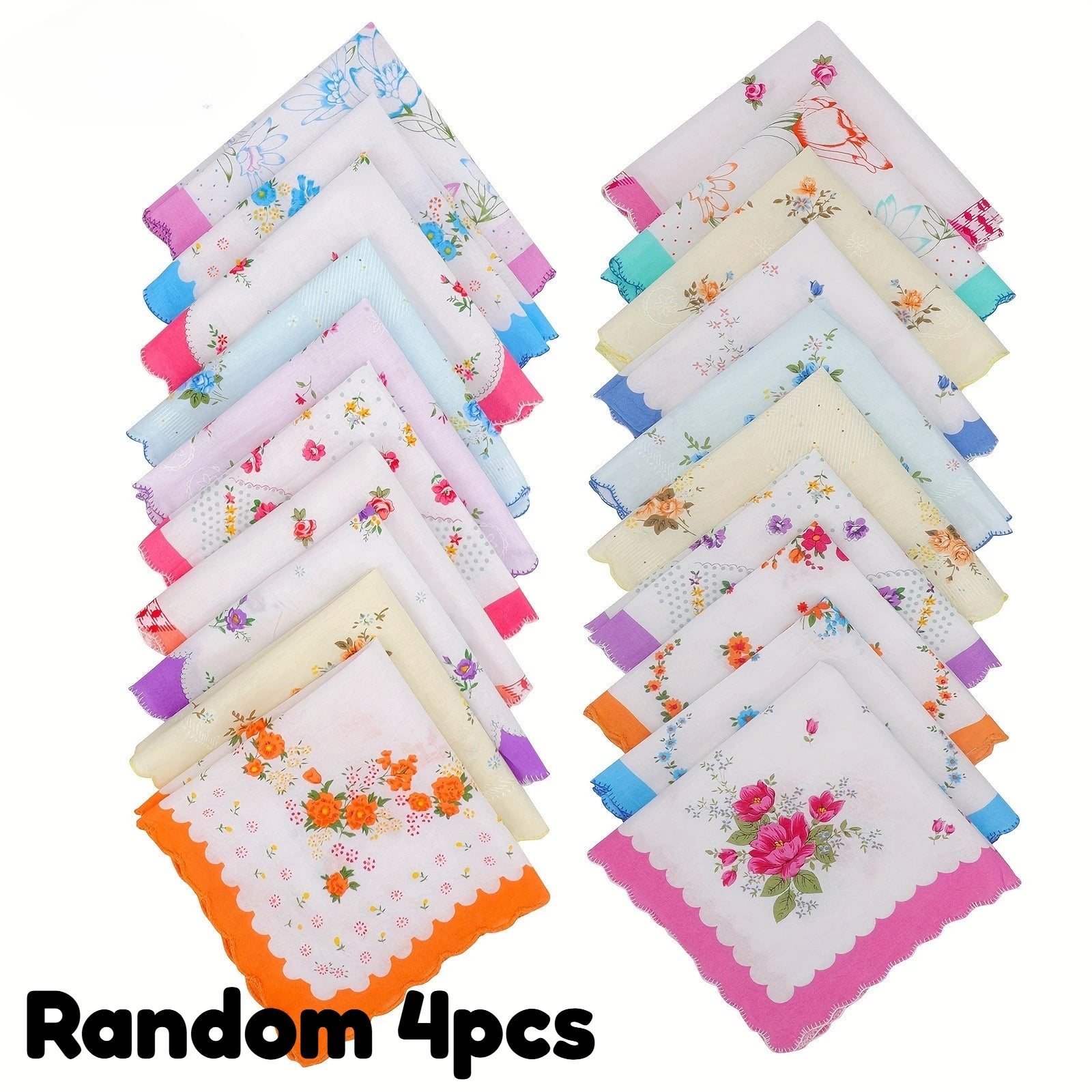 4 Floral Wedding Handkerchief Vintage Bride Bridesmaids Guests