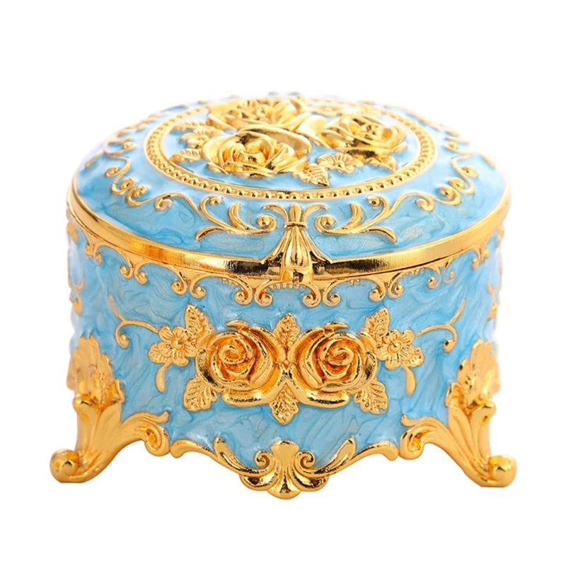 Retro Enamel Trinket Organiser Jewelry Box with Secure Closure Home Decoration Zpaxo for Sky Blue. CN