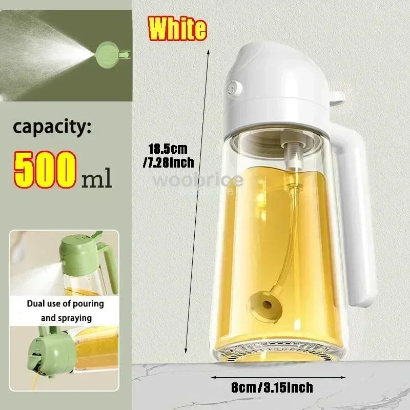 Oil Spray Kitchen Glass Oil Spray Bottle 500ml Olive Oil Sprayer Camping BBQ Kitchen Baking BBQ Picnic Kitchen Tools Zpaxo Glass-White