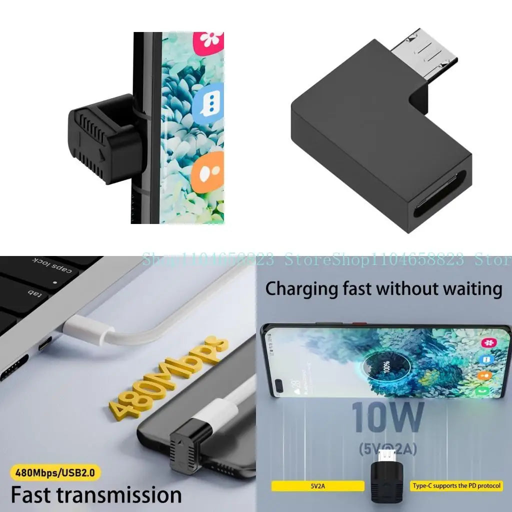 Micro USB C Adapter 90 Degree Data Transfer Convert Connector Zpaxo
