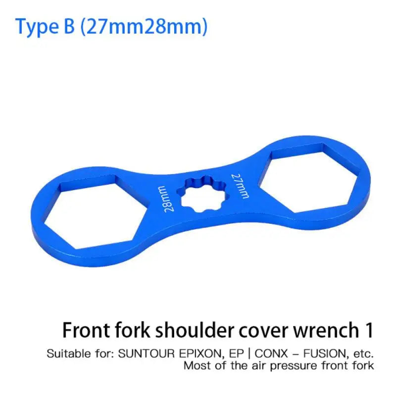 MTB Bike Fork Shoulder Wrench Bicycle Front Fork Repair Tools For Suntour XCR XCT XCM RST 8/12T 27/28mm Front Fork Removal Tool Zpaxo Blue B