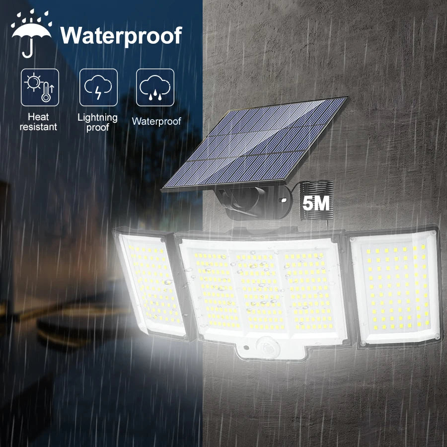 Outdoor Solar Lights Motion Sensor 200/348LEDS Solar Powered Flood Lights Remote Security Wall Lights Waterproof Yard Patio Gard Zpaxo