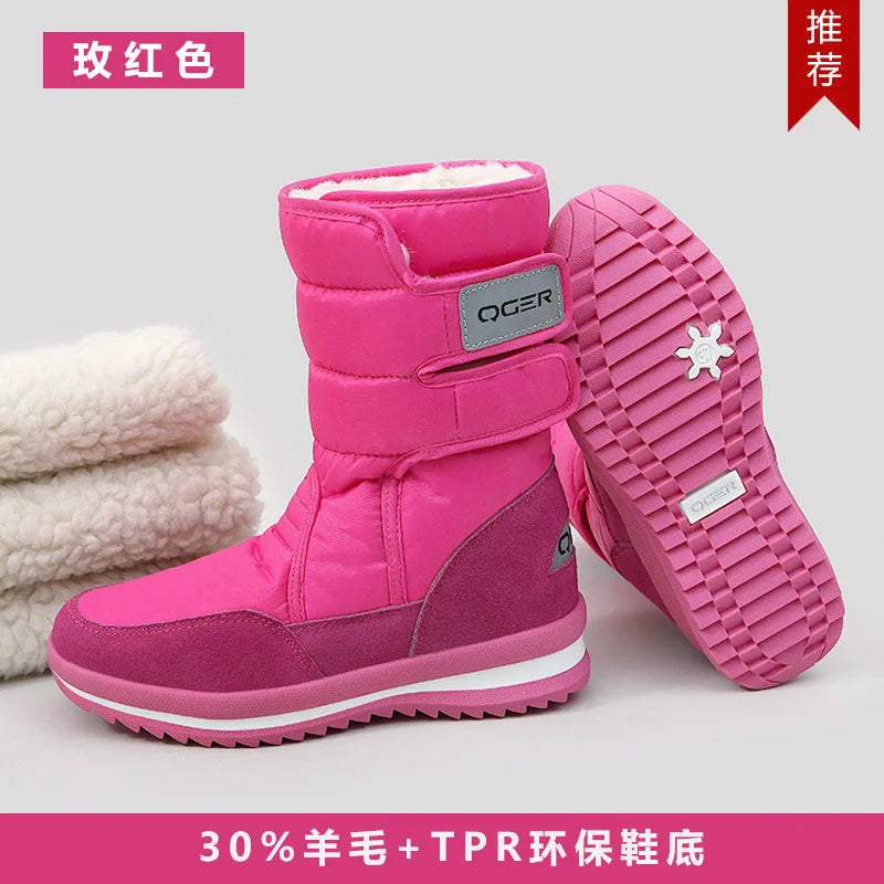 Women Snow Boots Space Deer Waterproof Dropshipping Fur Casual Ladies Zpaxo Rosy Red 37(Insole 23.5cm) China Mainland