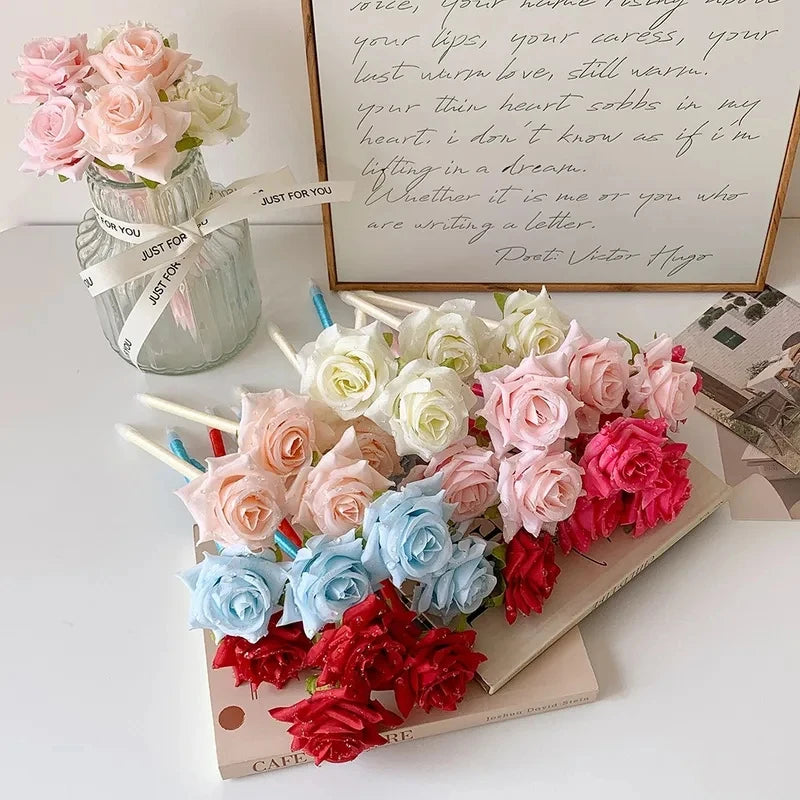 Artificial Rose Pen Stationery Ornament Creative Valentine's Day