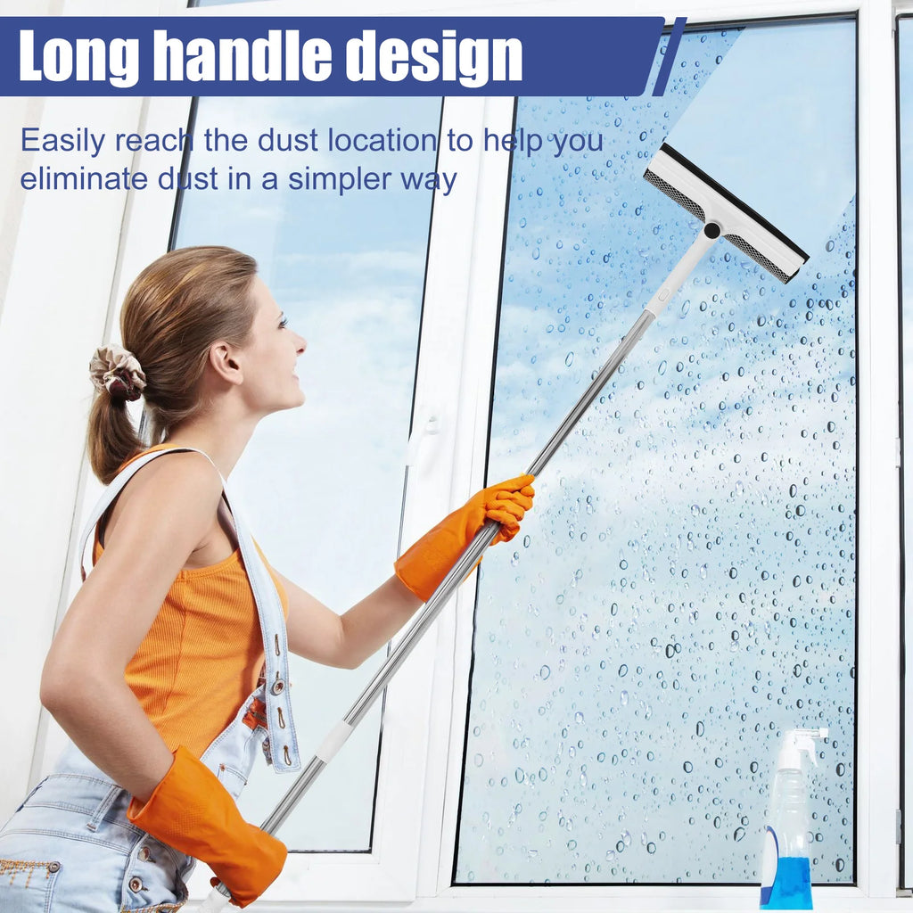 53 Inch Window Cleaner 2-in-1 Sponge Squeegee & Scrubber 180-Degree Rotatable Window with Extendable Outdoor For Glass Mirror Zpaxo