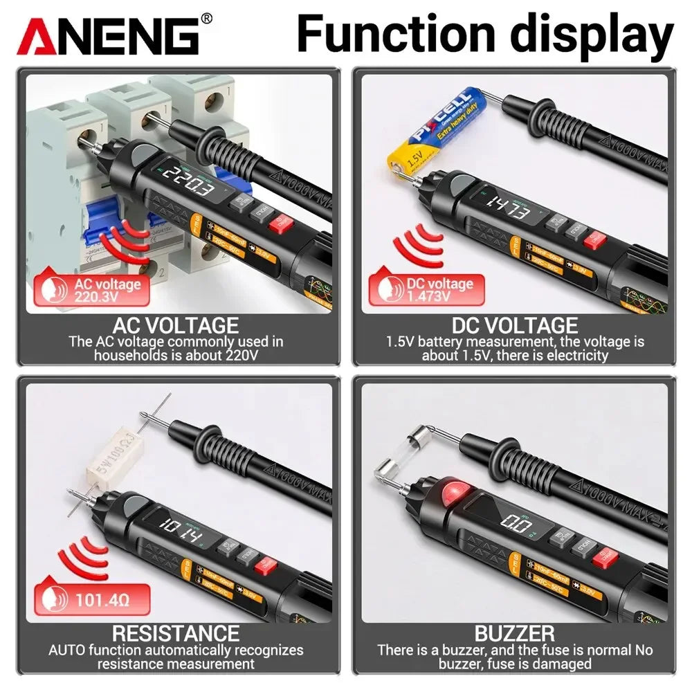 ANENG A3009 Mini Digital Multimeter Pen Voice Broadcast Multimetro DC
