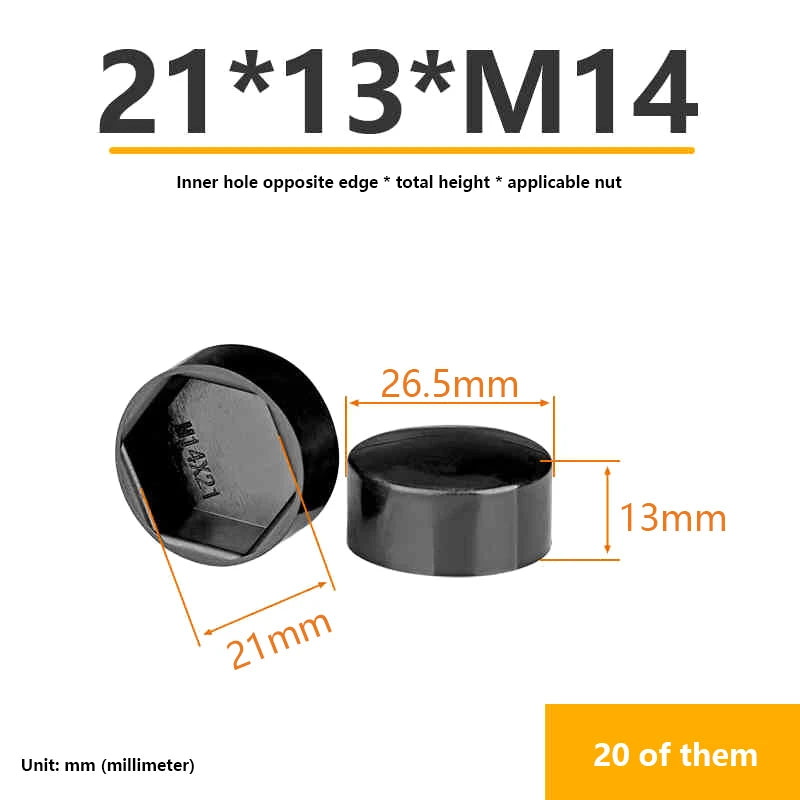 Hexagonal Nut Flat Head Plastic Protective Cap External Hexagonal Screw Low Head Decorative Cap Dust-Proof Cover Zpaxo A5