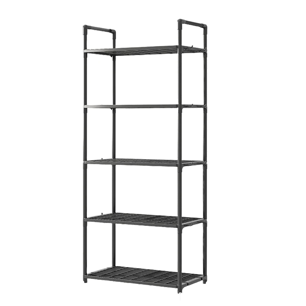 5 Tier Shelving Unit Heavy Duty Storage Shelf Adjustable Storage Rack 66 Lbs Capacity for Laundry Bathroom Kitchen Garage Pantry Zpaxo black