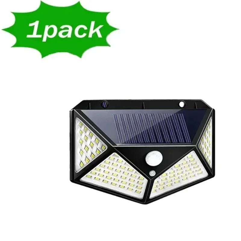 100 LED Solar Wall Light Outdoor PIR Motion Sensor Garden Lamp