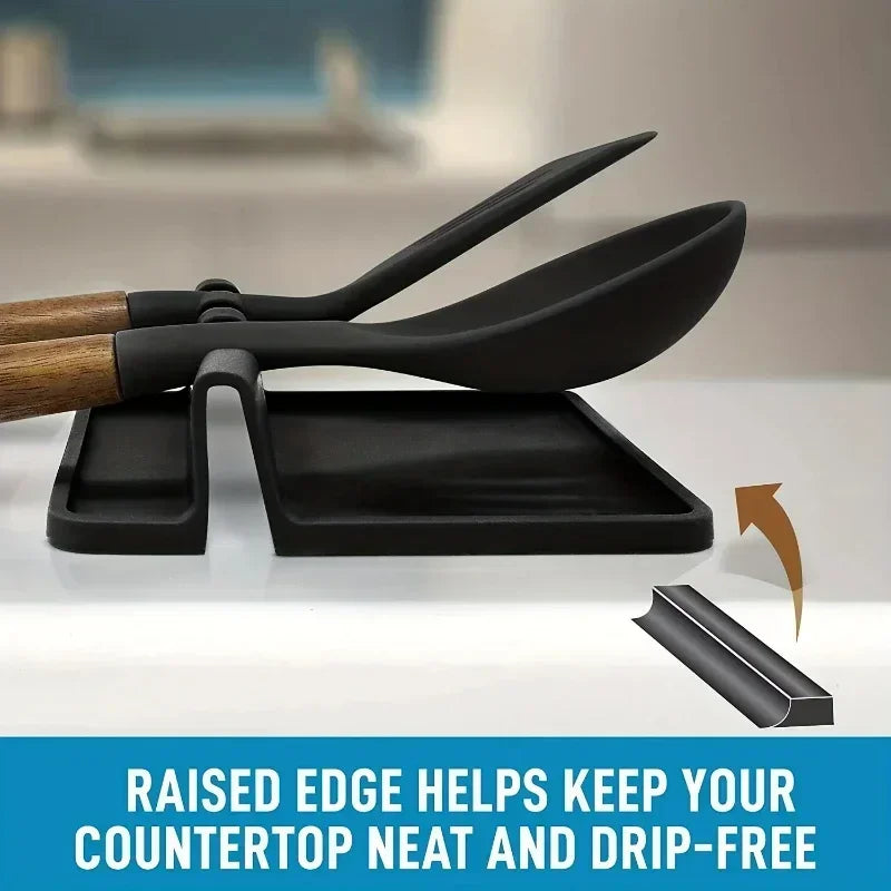 1pc Heat-Resistant Silicone Utensil Holder with Drip Pad - Perfect for Stove Spoons, Spoons, and Tongs - Kitchen Essential Zpaxo