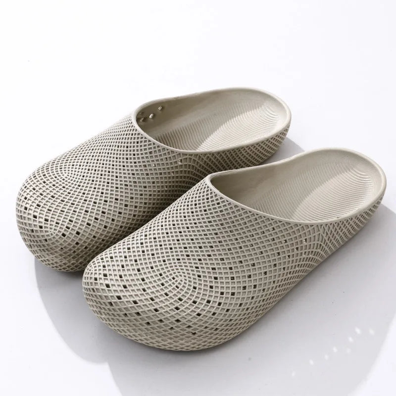 Men's Summer Kitchen Shoes Breathable Mesh Slip-on Half-toe Clogs