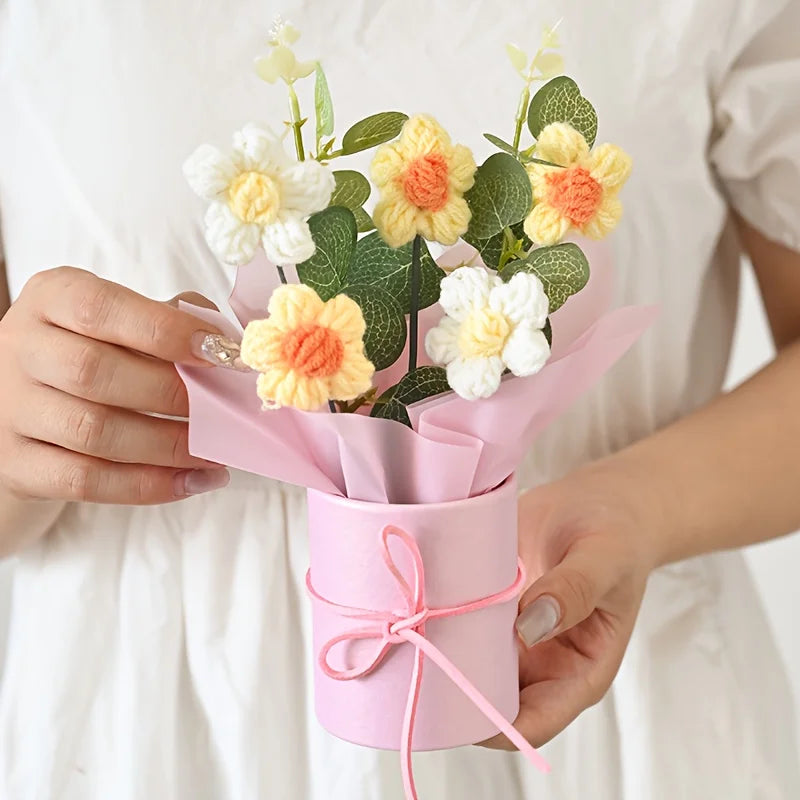 Knitted Handmade Artificial Flower Home Decor Holiday Birthday