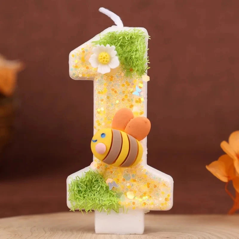 Bee Digital Birthday Cake Candles 0-9 Festive Children's Decorations