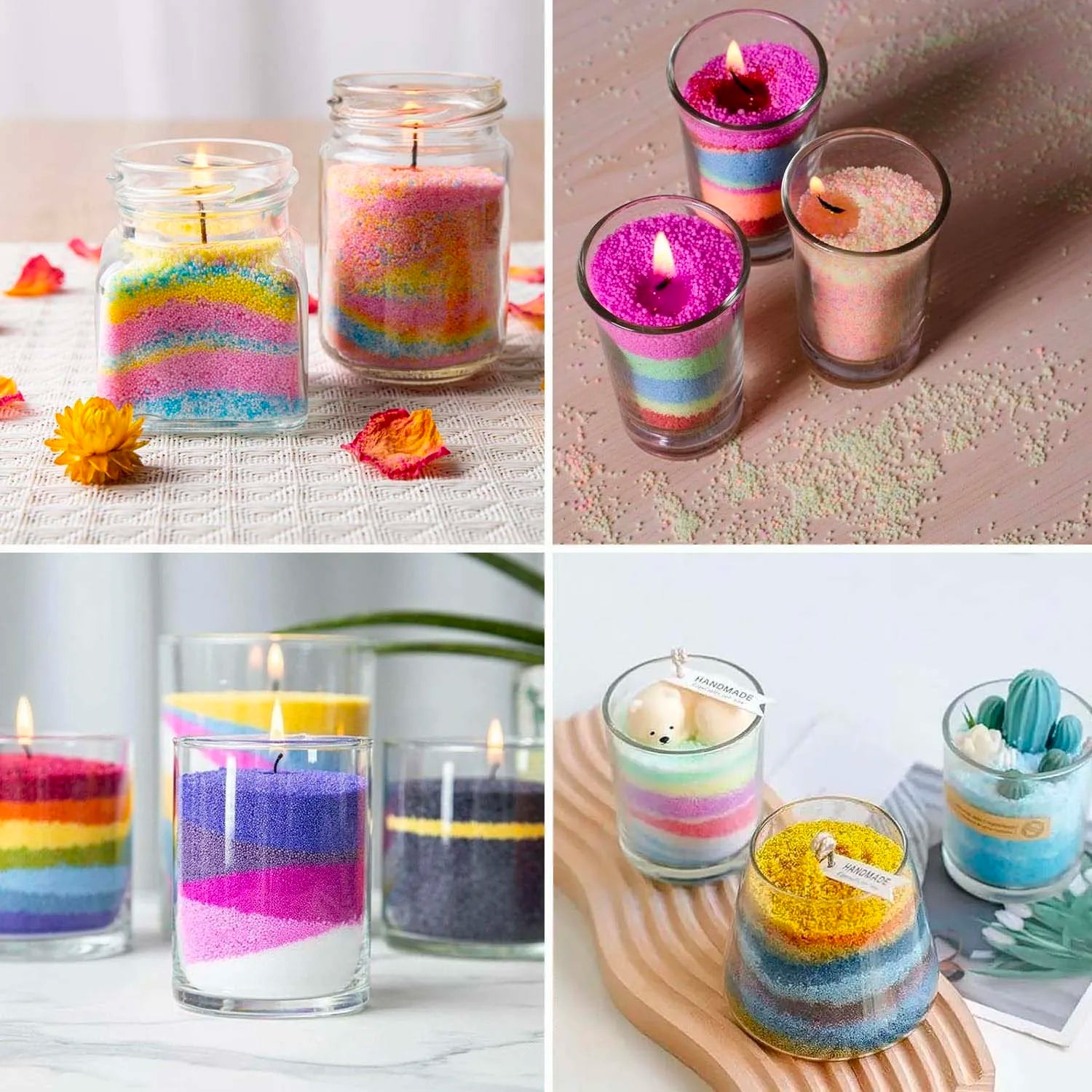 50G Colorful Pearl Candle Set and 5PCS Candle Wicks- Sand Wax, Pearl Candle Wax, for Candle Making, Wedding, Party Handcraft Zpaxo