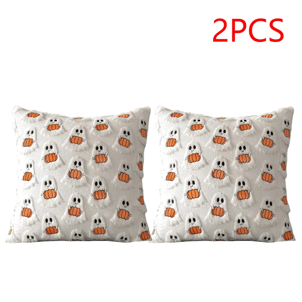 Halloween Ghost Pumpkin Pillowcase Washable Soft Pillow Case Plush Zpaxo C 2PCS