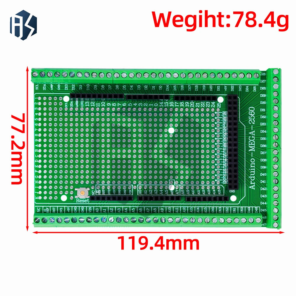 Double-Sided PCB Screw Terminal Block Expansion Shield for Arduino MEGA-2560 R3 – Prototyping Kit with Development Board Module Zpaxo