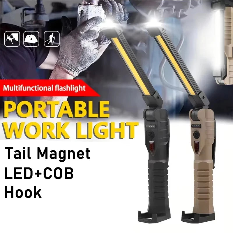 Folding COB LED Work Light – USB Rechargeable, Magnetic Base