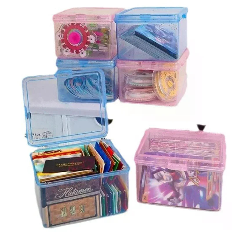 Desk Organizer Box Classification Box New Transparent Plastic Storage Box Stationery Photocards Small Card Storage Box Zpaxo