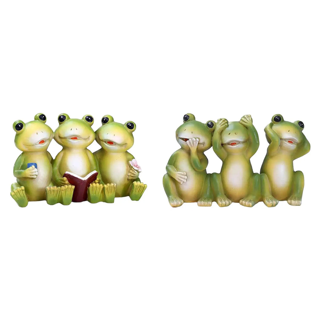 Frog Statue Creative Resin Cute Tabletop Ornament Garden Statue Decorative Figurine for Balcony Outside Yard Bedroom Table Zpaxo