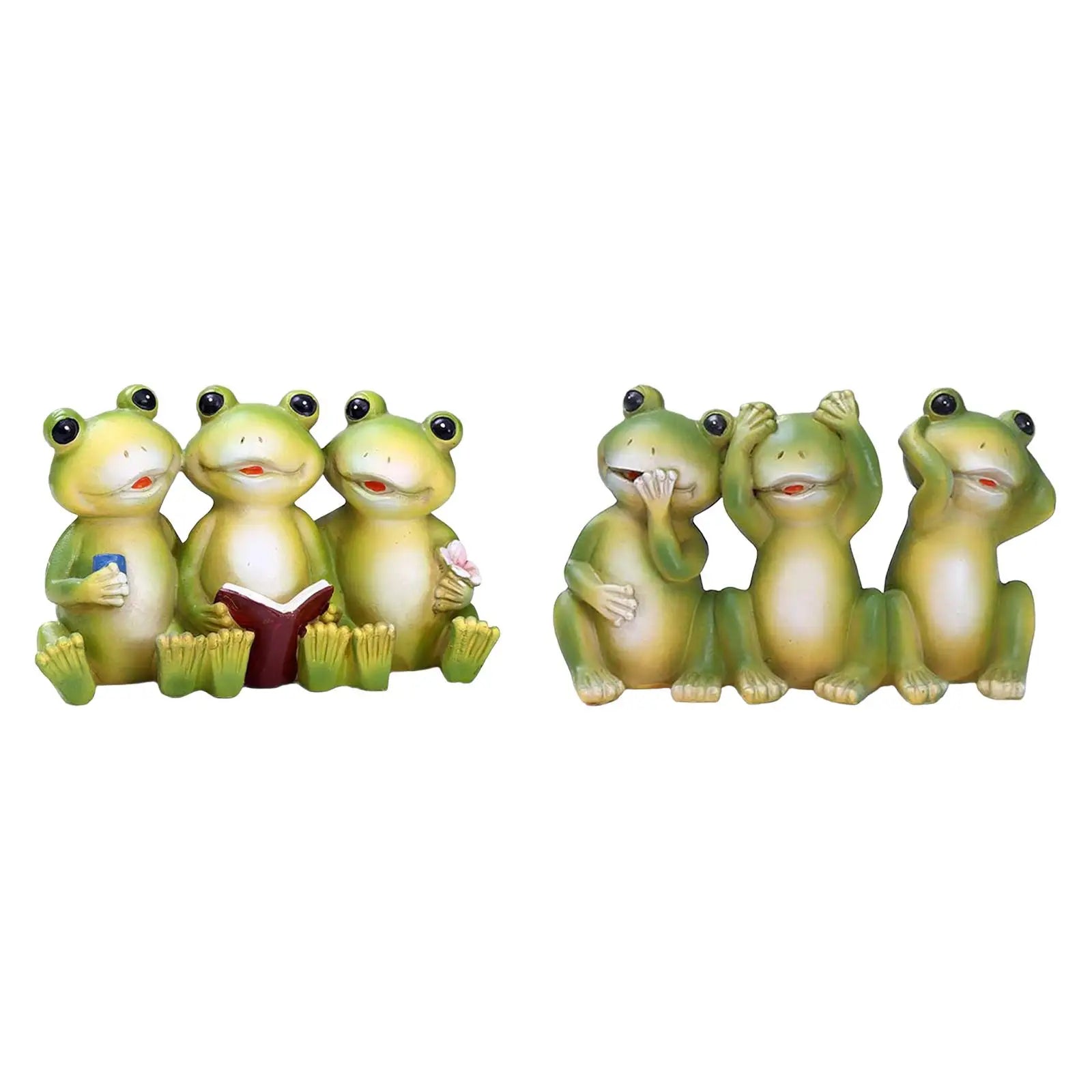 Frog Statue Creative Resin Cute Tabletop Ornament Garden Statue Decorative Figurine for Balcony Outside Yard Bedroom Table Zpaxo