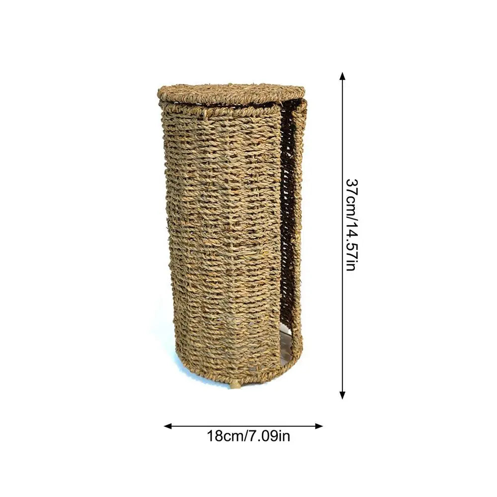 Toilet Paper Holder Handwoven storage basket No-Drill Bathroom Organizer with Cup Holder Bathroom Organizer Bathroom Decor Zpaxo 1PC