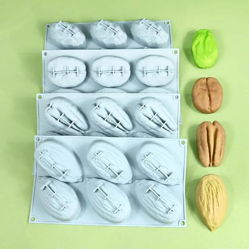 Chocolate Mousse Cake Mold Silicone 6Cell Pecan Pistachio Coffee Bean Zpaxo