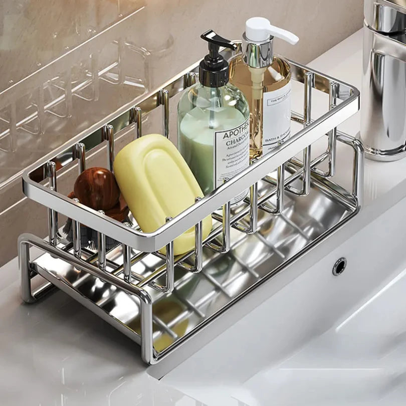 Kitchen Sponge Holder Stainless Steel Sink Drain Rack Soap Drainer Towel Rack Shelf Organizer bathroom Storage Accessories Zpaxo